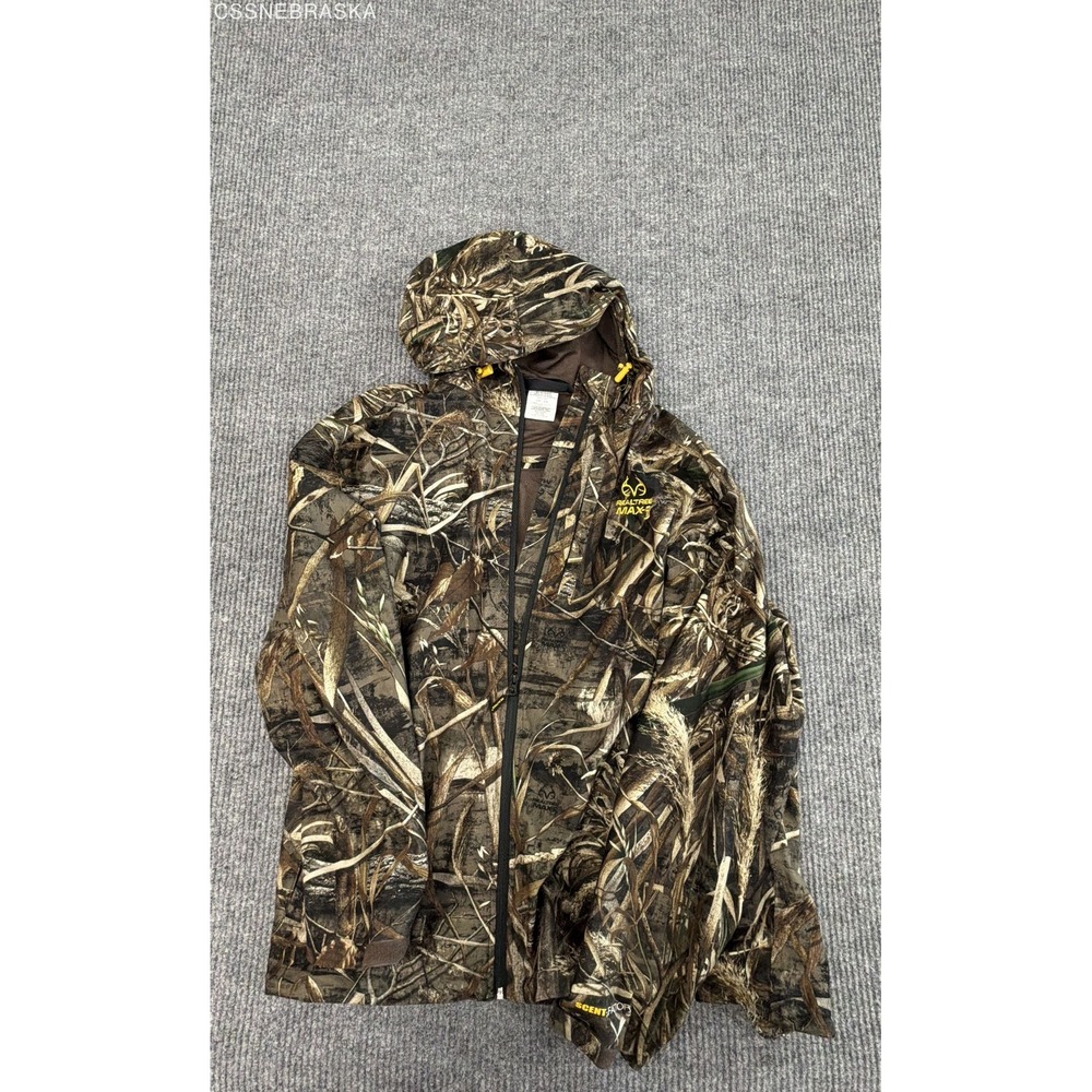 Realtree Max-5 Camo Hunting Jacket Mens 2XL Full Zip Mesh Lined Hooded Coat